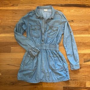 Firth shirt dress with elastic waste, Size S, Blue/gold